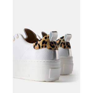 Mint Velvet Belle White Platform Leopard Trainers